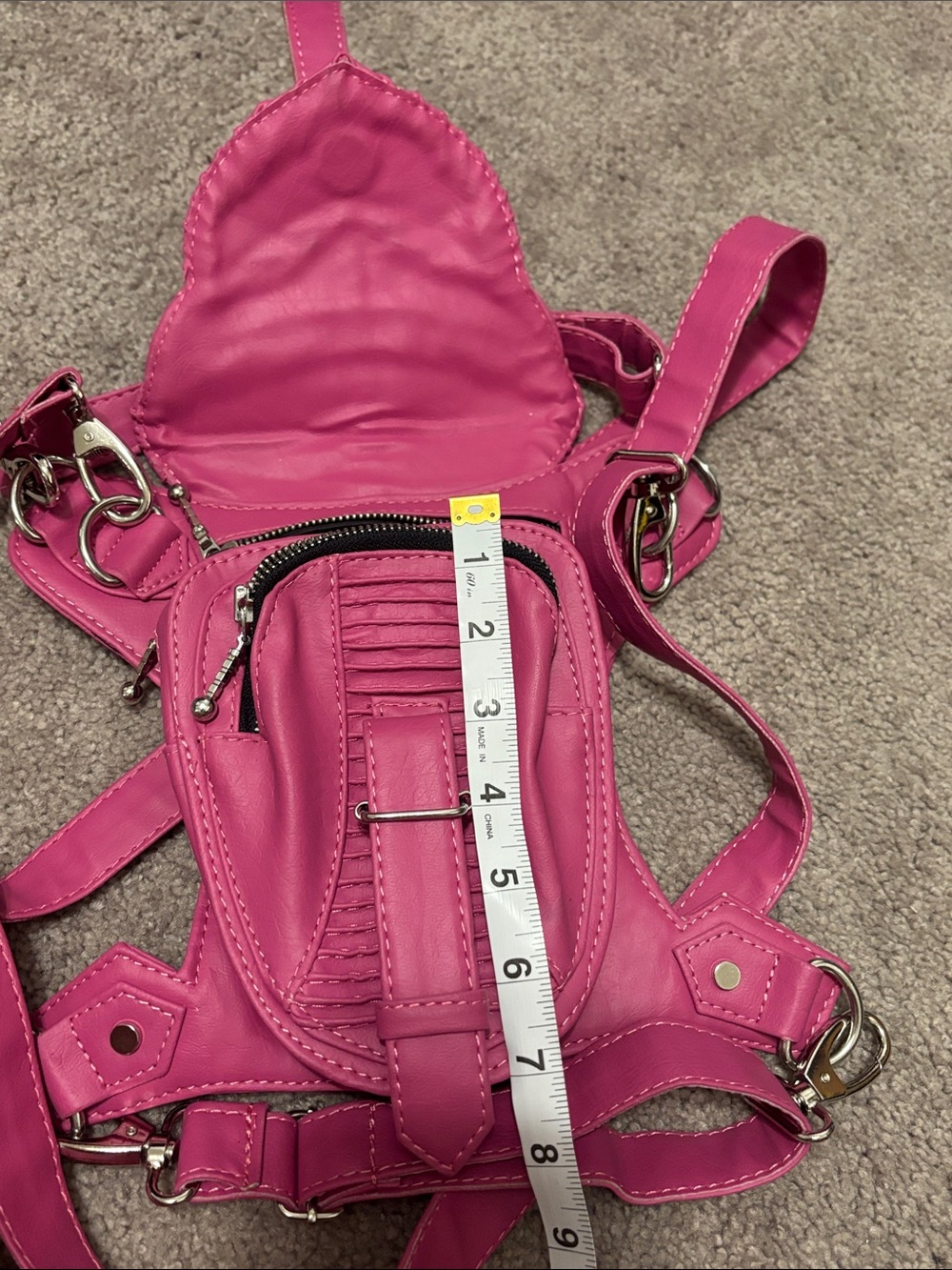 ***HOLD*** Hot Pink Leather Hip Harness Bag - Picture 8 of 8